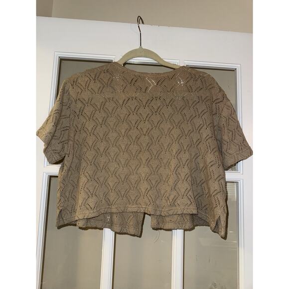 Rabbit Rabbit Rabbit VTG Brown Cardigan Cropped Buttons Lagenlook Beachy 12P - Picture 4 of 4